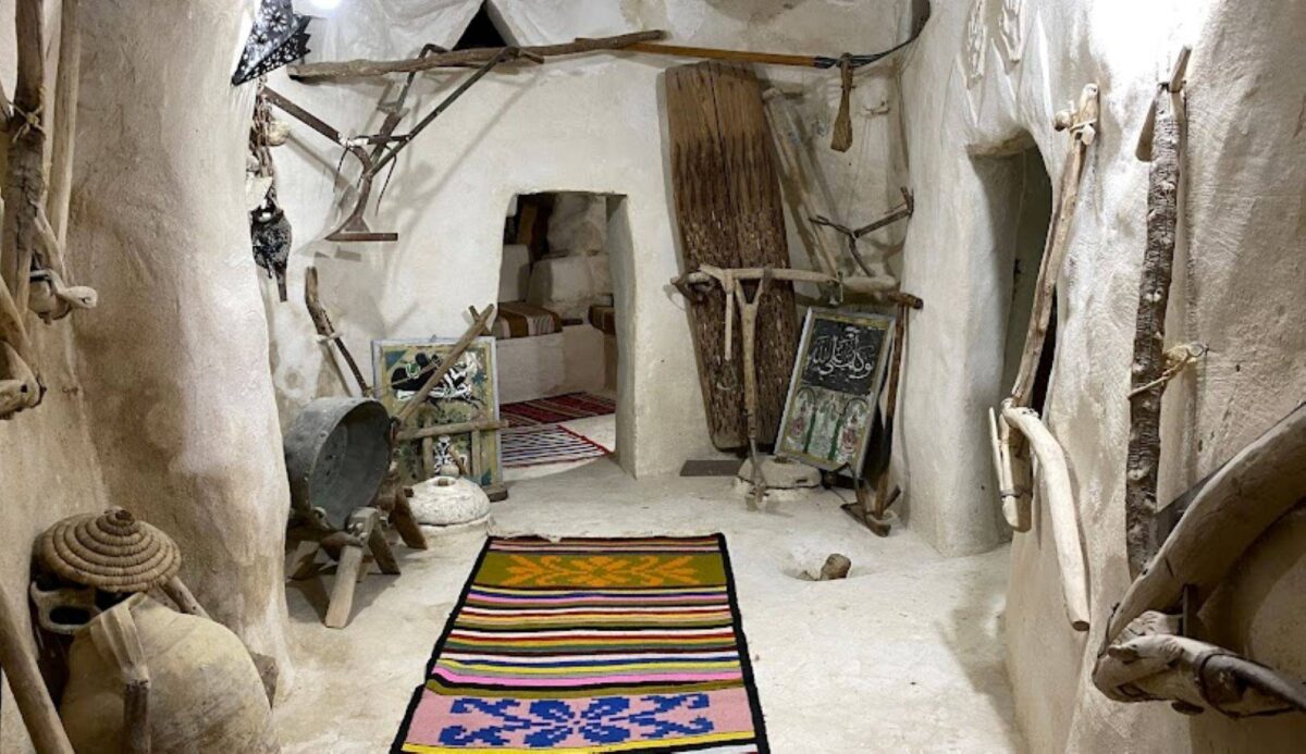 Berber village built into a rocky hillside in the Matmata mountains of Tunisia