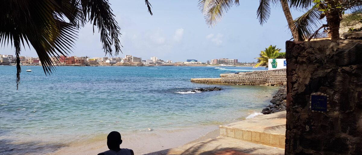 Colorful colonial houses and cobbled lanes on Gorée Island off the coast of Dakar