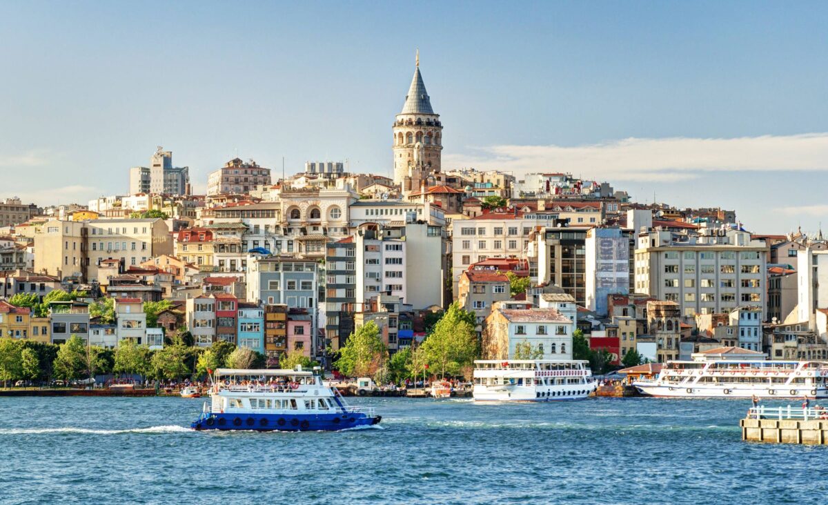 Evening view of Istanbul’s historic peninsula with mosques and domes overlooking the water