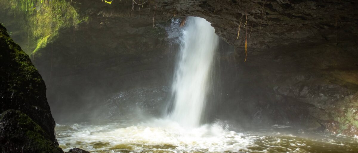 Lush green hills, coffee fields and waterfalls around the town of Jardín