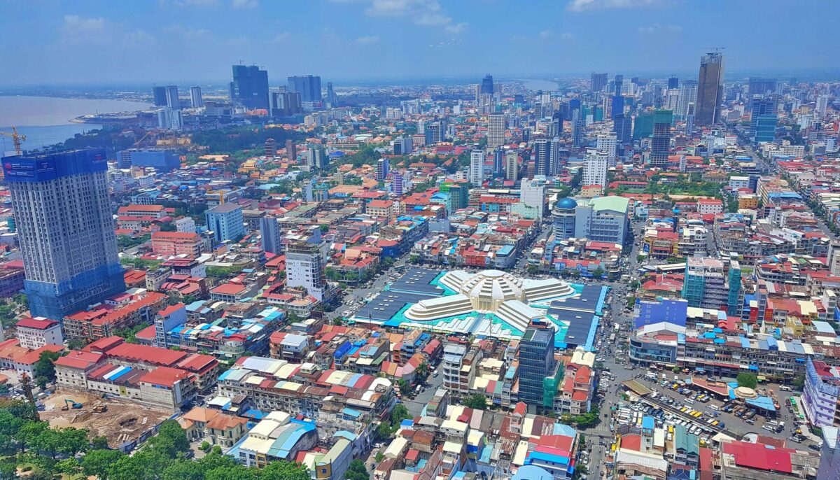 Passenger ferry approaching the mainland from a tropical island off the coast of Cambodia