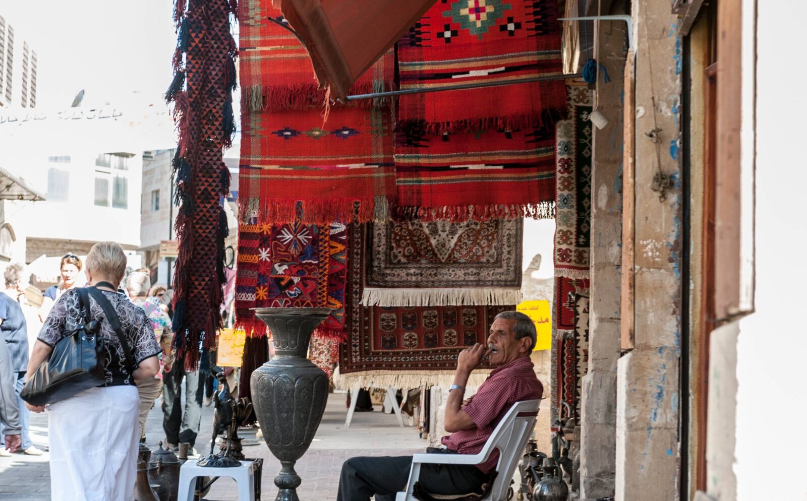 View from Mount Nebo towards the Jordan Valley and the Dead Sea under a clear sky