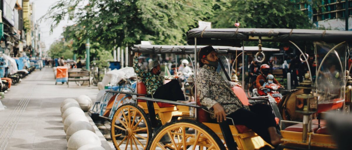 Traditional neighborhood and greenery surrounding a charming hotel in Yogyakarta, Indonesia