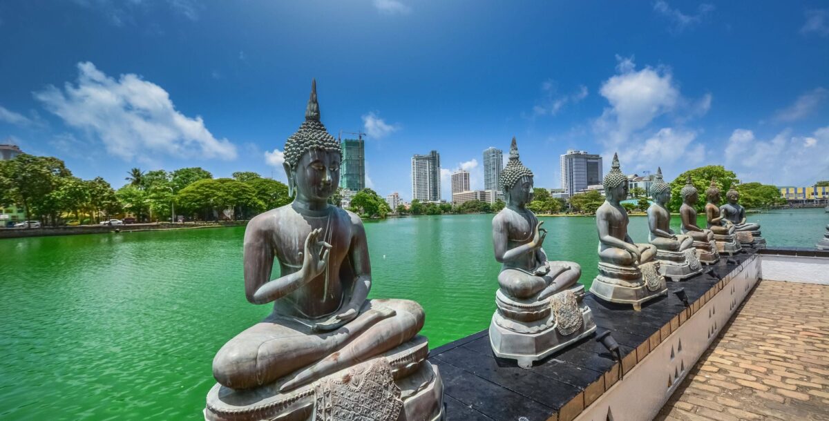 View of aircraft parked at Colombo Bandaranaike International Airport under a bright sky